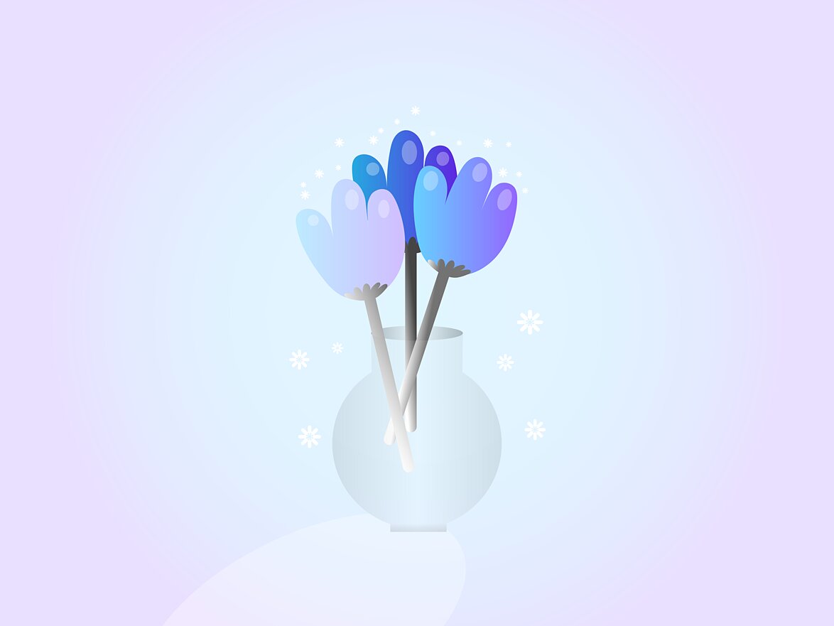 3D Vase with flowers illustration