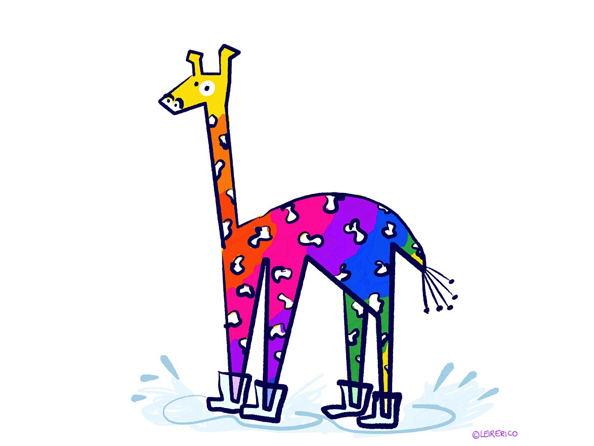 Rainy giraffe illustration
